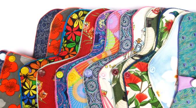 colourful stash of Noonee Wilga cloth pads