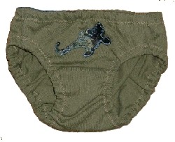 Example of little undies with a lizard applique on the back